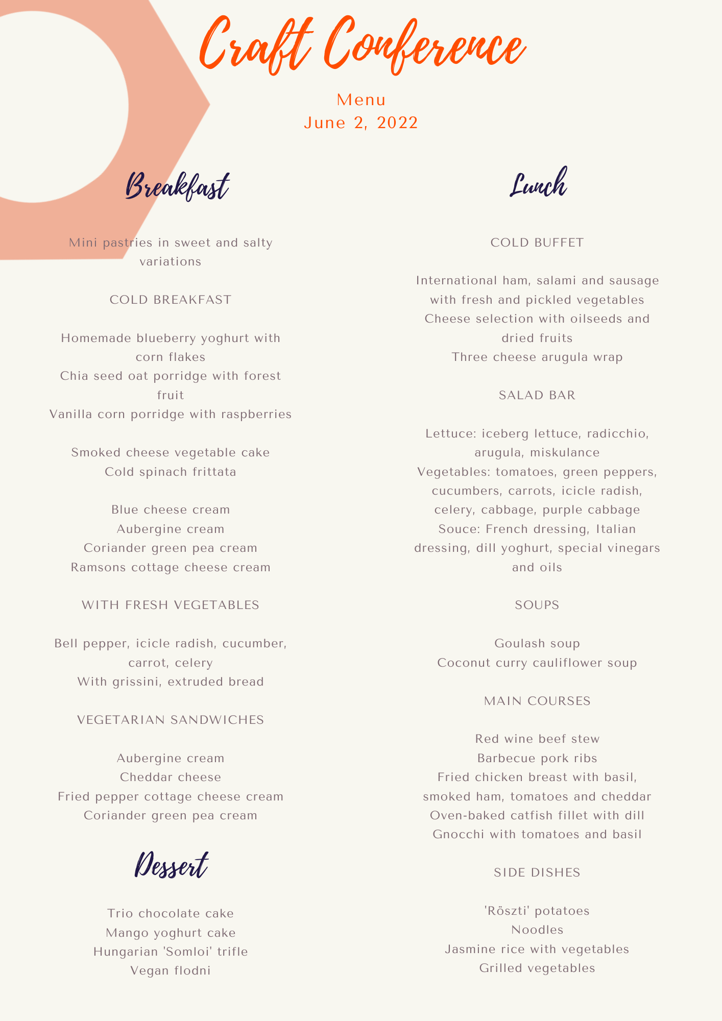 Food menu - June 02