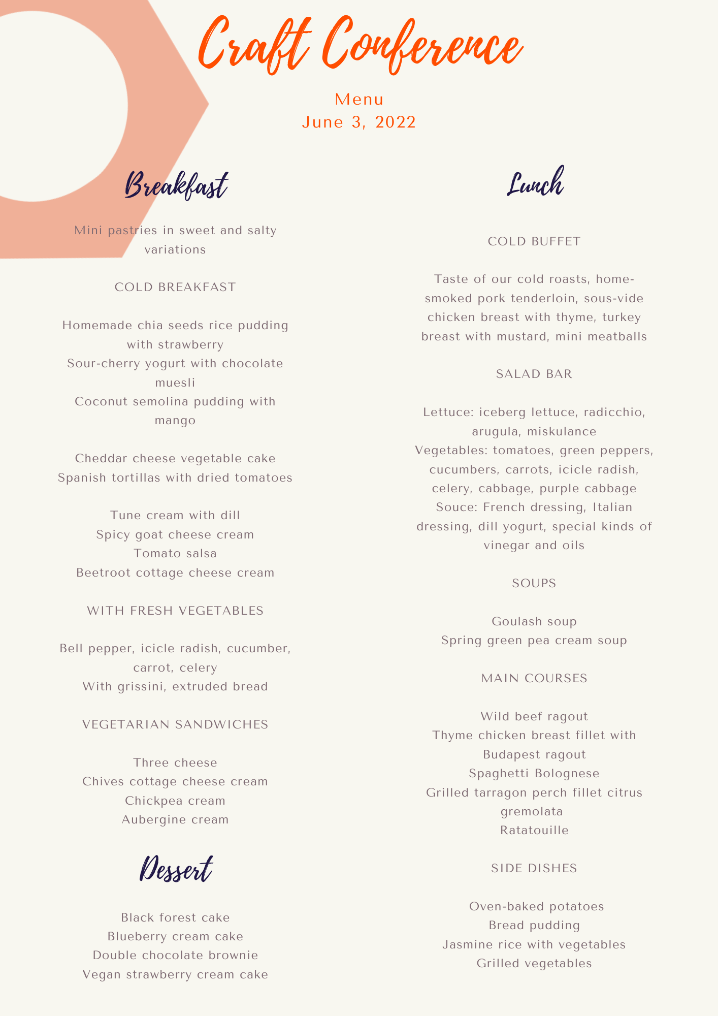 Food menu - June 03